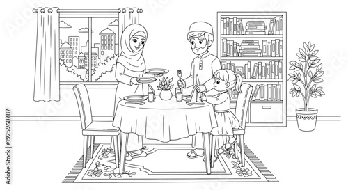 Family Enjoying Meal at Home in Cozy Dining Room