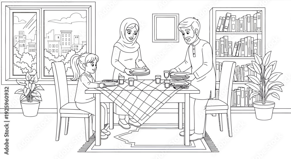 Obraz premium Family Playing Board Game at Home Indoor Scene