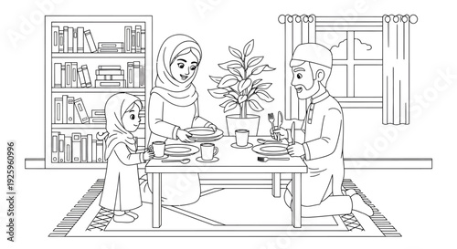 Family enjoying tea time at home with children and elderly