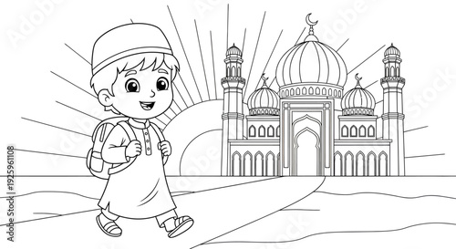 Children Visiting Iconic Indian Landmark with Cultural Attire