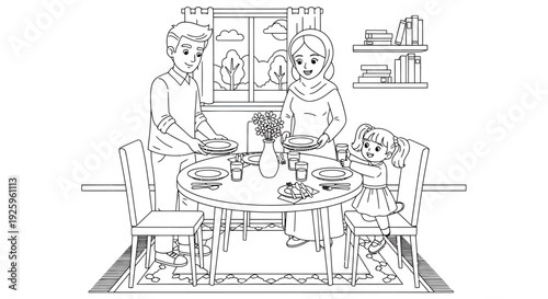 Family Enjoying Meal at Kitchen Table in Cozy Home