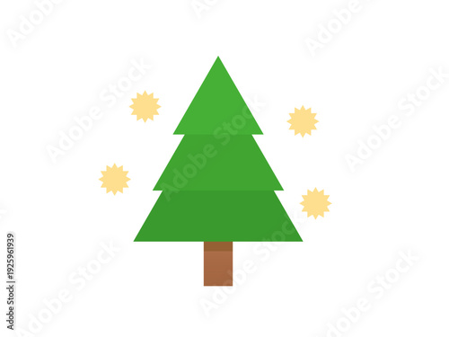 Cedar Tree with Pollen Particles Vector Illustration: Concept of Hay Fever and Seasonal Allergy Isolated on White