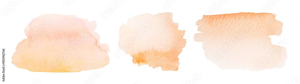 Fototapeta premium Watercolor paint swatches on white background, set