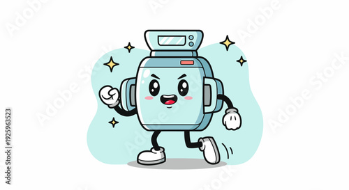 Cute Cartoon Robot Character Demonstrating Playful Motion.