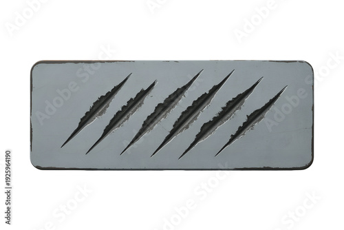 Metal plate with sharp claw marks for industrial design