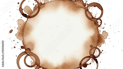 A coffee stain design on a white background with brown rings