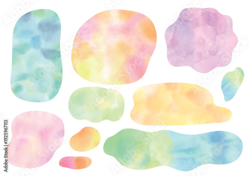 Soft Watercolor Abstract Shapes Background Set