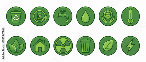 Eco friendly icons for sustainable living and environmental conservation