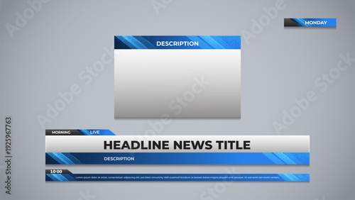 set news overlay with blue color for television and broadcast media template design