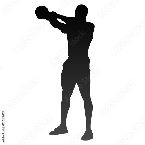 Male Athlete Kettlebell Swing Silhouette – Strength Training Vector