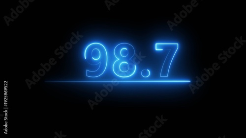 Neon number illustration. Neon counting text number on black background. Neon light frame number.