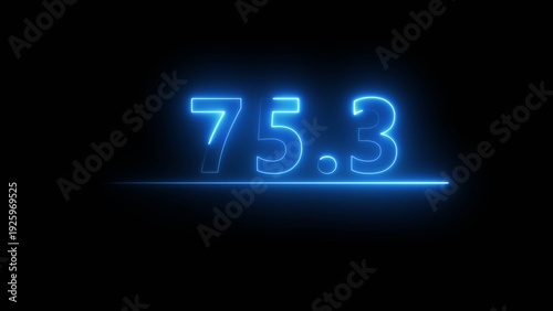 Neon number illustration. Neon counting text number on black background. Neon light frame number.