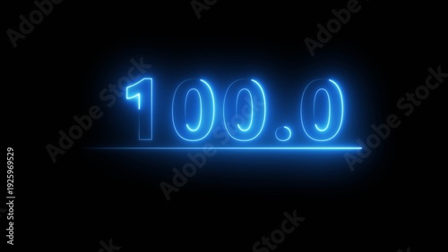 Neon number illustration. Neon counting text number on black background. Neon light frame number.