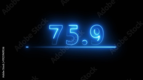 Neon number illustration. Neon counting text number on black background. Neon light frame number.