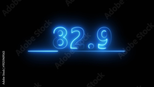 Neon number illustration. Neon counting text number on black background. Neon light frame number.