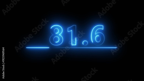 Neon number illustration. Neon counting text number on black background. Neon light frame number.