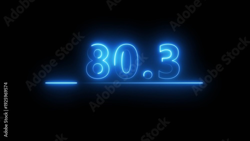 Neon number illustration. Neon counting text number on black background. Neon light frame number.