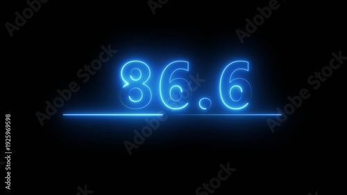 Neon number illustration. Neon counting text number on black background. Neon light frame number.