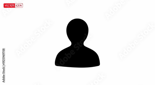 Minimalist User Profile Silhouette Vector Graphic for Digital Avatars and Account Placeholders. Clean, Simple Design Representing a Generic Person Icon for Web and App Interfaces