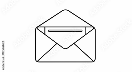 Clean line art illustration of an open envelope with a letter inside, symbolizing new messages, digital correspondence, and essential communication in business or personal contexts