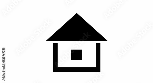 Clean, modern black house icon featuring a pointed roof and a central window, ideal for branding, web design, and illustrating fundamental concepts of home and property