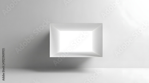 Floating White Rectangular Frame with Soft Shadow on Minimal Background