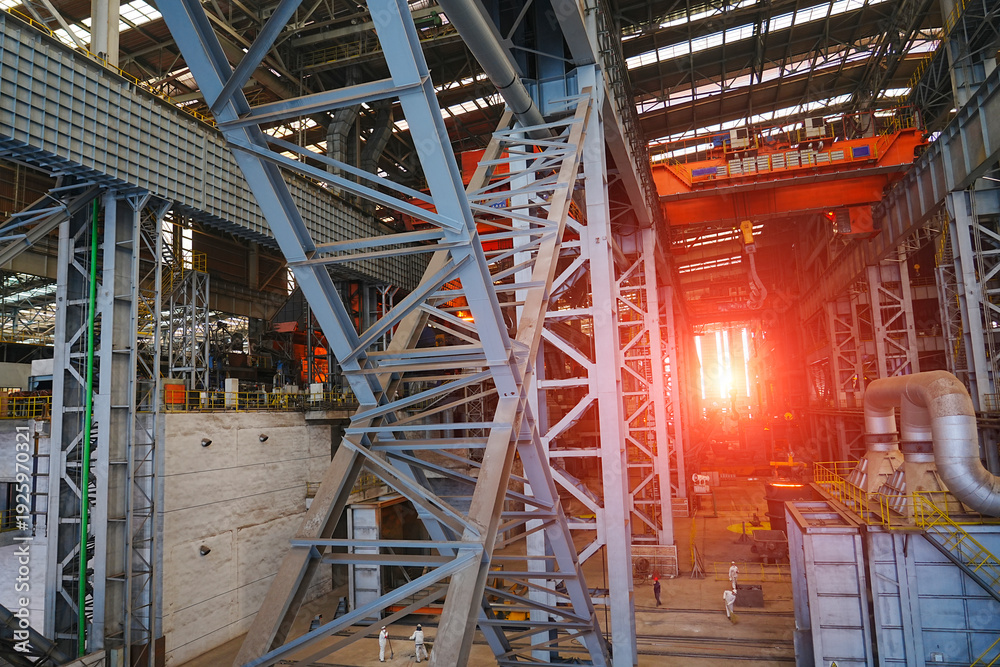 Fototapeta premium Large scale steel mill rolling workshop