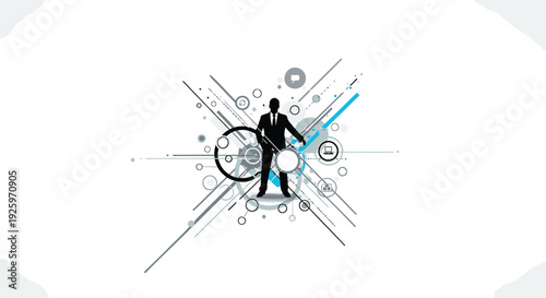 Business strategy vector icon set with technology and finance symbols