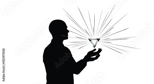 Black silhouette of man with lightbulb moment vector