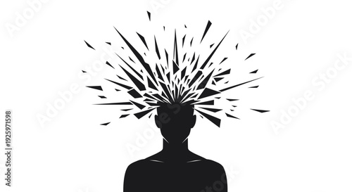 Overwhelmed stressed person silhouette vector