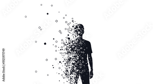 Disintegrating man silhouette vector
