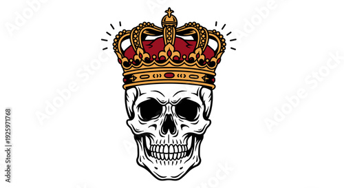 Skull Wearing Crown Illustration Artwork Design 1.