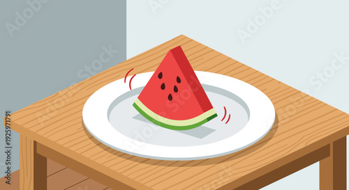 Sliced Watermelon on a White Plate.
