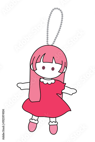 女性アイドルキャラクターのぬいぐるみキーホルダー風イラスト｜オタ活・推し活