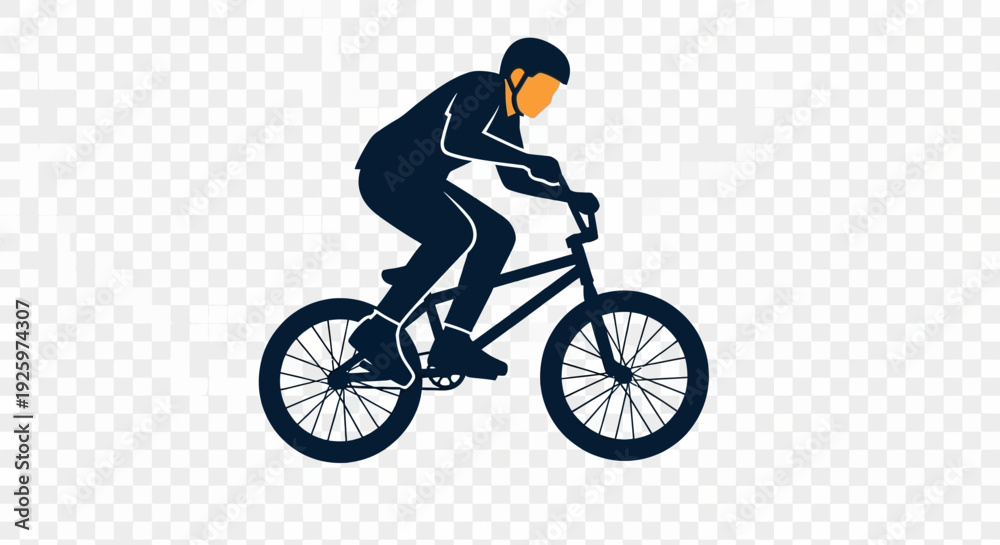 Fototapeta premium BMX rider silhouette doing a trick on a bicycle, extreme sports icon