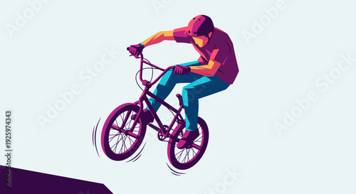 Extreme BMX Rider Doing a Jump Trick on a Bicycle