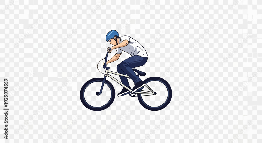 Fototapeta premium Young Man Riding BMX Bicycle and Performing Trick