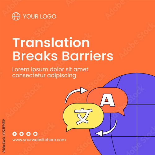 Translation Service Flat Cartoon Hand Drawn Background Illustration Template