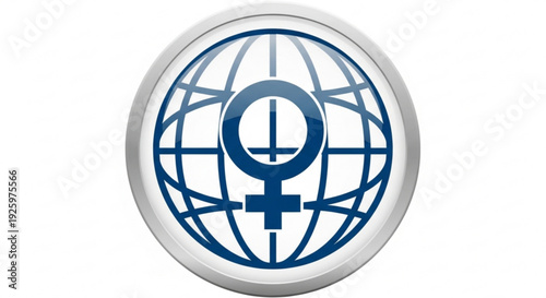 Gender equality symbol on a globe with a white background for social issues campaigns and presentations