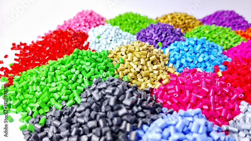 Bild auf Leinwand Colorful masterbatch granule, mix color polypropylene polymer granules, cold cut