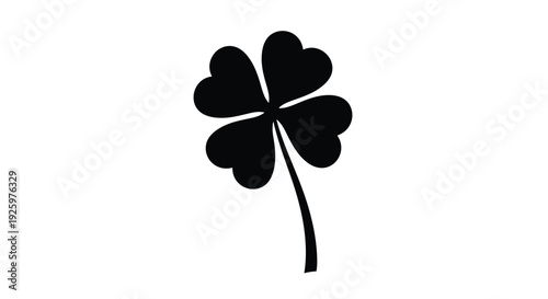 Simple black four leaf clover silhouette vector graphic design element symbolizing good luck and fortune against a white background