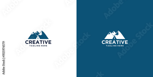 mountain and river logo design