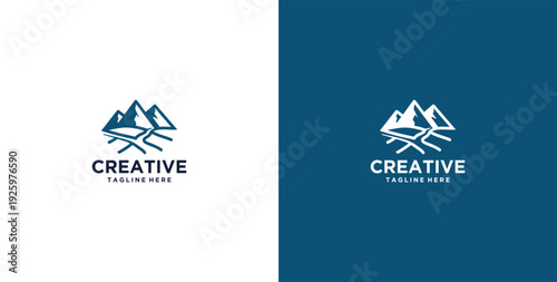 mountain and river logo design