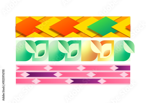 Three linear patterns. 3D line textures. Volume wave backgrounds. Abstract stripe set. Triple geometric relief. Modern curve depth. Graphic wireframe tiles. Flowing optic art. Vertical ribbing layout