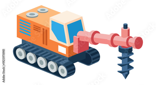 Isometric Illustration of a Heavy-Duty Drilling Machine.