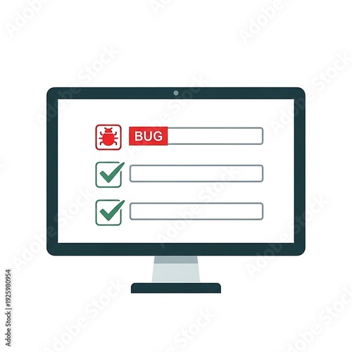 Computer screen displaying bug report form with checklist
