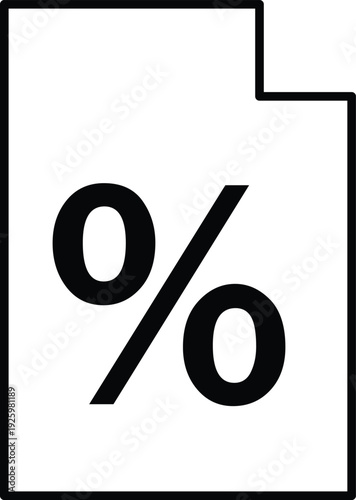 Art & Illustration, Financial document outline icon with percentage tax symbol