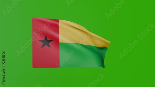 Guinea-Bissau Flag Waving on Green Screen – Official West African National Flag 4K Seamless Loop Animation