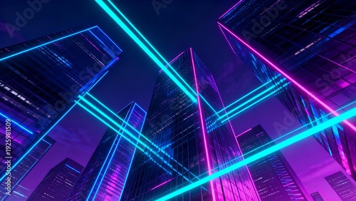 Futuristic neon skyscrapers