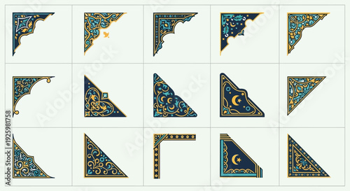 Collection of decorative triangular shaped tiles.